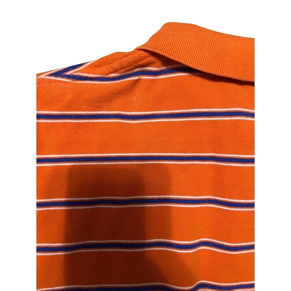Polo Ralph Lauren Mens Large Orange Striped Short Sleeve Pique Polo Shirt - Picture 11 of 12